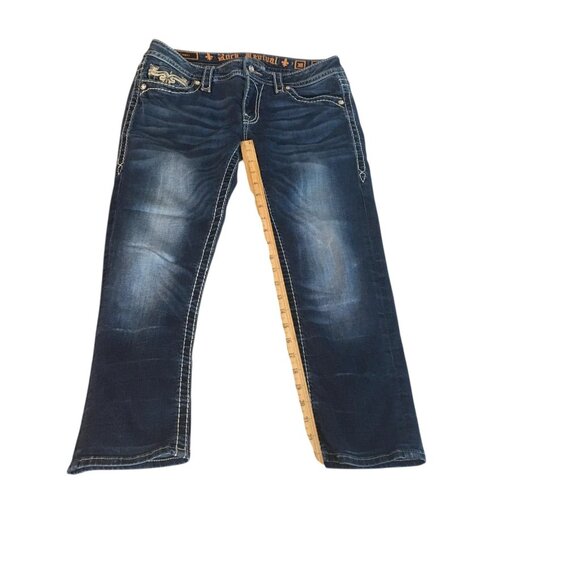 Rock Revival Jeans Womens 30 Iselin Capri Embellished Pockets Stretch E9439P - Picture 6 of 14